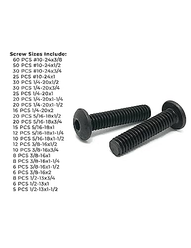 Inch Alloy Allen Button Head Socket Cap Screws Black Oxide Bolts Assortment - 453 PCS - Thumbnail 4