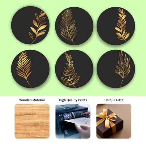 Image of Zesta Coasters for Cups Set of 6 / Wooden Coasters for Bar Accessories for Home /Tea Coaster Set of 6 / Waterproof Dining Table Decor Glass Cover
