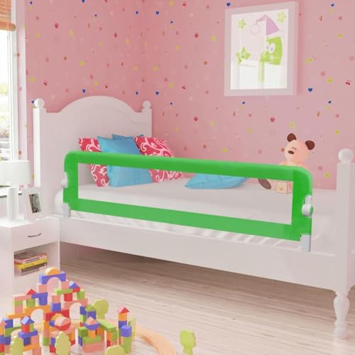 Teenpull Barrera protectora para cama infantil, 2 unidades, color verde, 150 x 42 cm, tejido de poliéster y tubo de metal, para cuna y cama de padres, protección contra caídas y protección contra