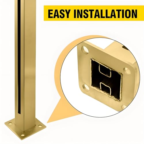 Poste de barandilla de Acero Inoxidable 304 dorado para cristal de 10-12 mm y 105 cm 6