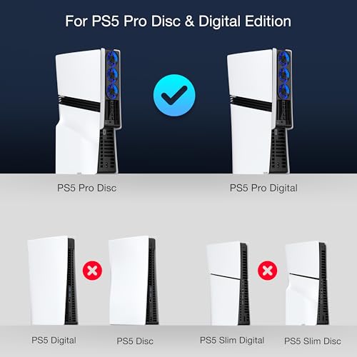Image of JUSPRO Cooling Fan for PS5 Pro, Quiet Enhanced Cooler Fan with Adjustable Speed, Auto Power On /Off, Cooling Accessories with USB 3.0 Port and LED Light for PlayStation 5 Pro