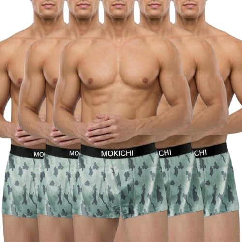 Image of Men's Boxer Briefs Pack of 5 | Soft Breathable Stretch Trunks | Moisture-Wicking Comfortable Innerwear | Printed Premium Underwear with Elastic Waistband