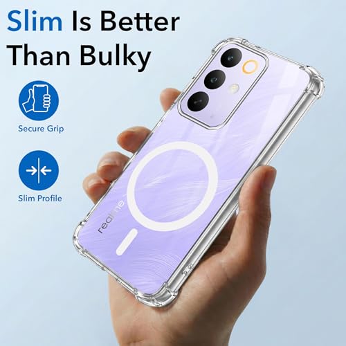 Image of Jkobi Shockproof Crystal-Clear Back Cover for Realme C85 5G | Realme Narzo 90x (Magsafe Wireless Support | Drop & Camera Protection | Hard Polycarbonate)