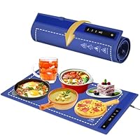 LJBESTM Food Heating Pads, Foldable Food heaters for Parties with 3 Modes and Quick Heating, Silicone Food Heating Plates, Electric Trays for Buffet Parties and Daily Household use(Blue)