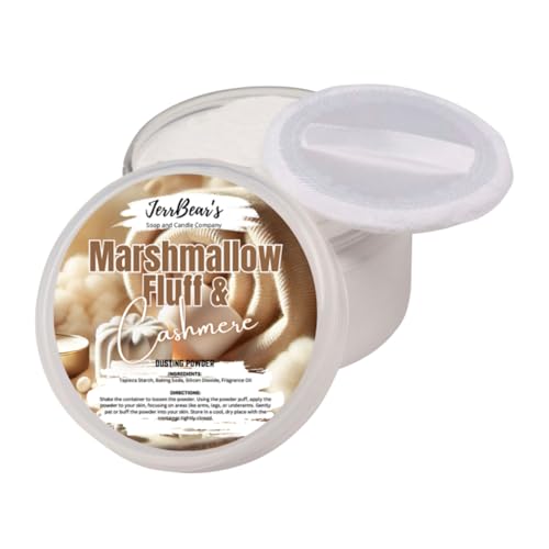 JerrBear’s Marshmallow Fluff & Cashmere Dusting Powder, Talc Free Body Formula for Women, Soft Scented Skin Care, Baking Soda Free for Smooth Finish, Gentle Powder for Daily Freshness, (4oz Jar)