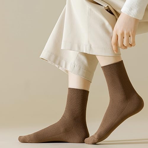 Women Cotton Socks Calf Crew Socks Neutral Color Casual Socks Soft Breathable 7 Pairs - Image 2