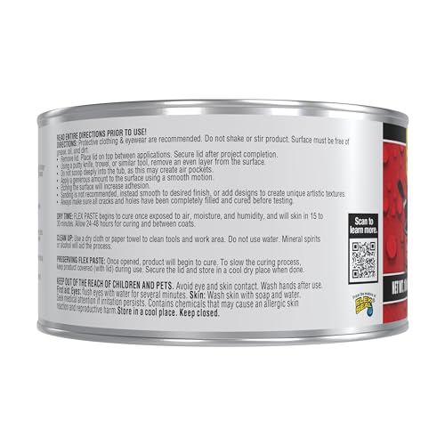 Flex Paste, Waterproof Paintable Putty, Spackle Sealant, Fill Gaps Cracks Holes - Block Out Water and Air - UV Resistant - Walls, Drywall, EPDM, Concrete, Roof, RV Repairs, Black, Half-Quart - Thumbnail 2