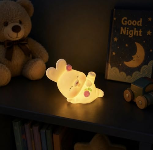 Image of Cubbie Cute Bunny LED Night Lamp, Safe PVC, LED, Soft Warm Glow, Ideal for Kids Bedroom Decor, Gifting (Pack of 2)