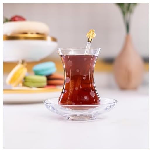 Erdem Kristal Handmade Decor Tea Cup and Saucer Set, 4.2oz 125 ml, Glass, Transparent, Home and Party Glassware, for Tea Party (6 Persons) By paşabahçe Turkish tea sets