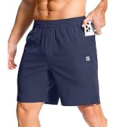 GGJ Men's Lightweight Athletic Shorts with Zipper Pockets 7"/5"/9" Gym Workout Running Quick Dry ...