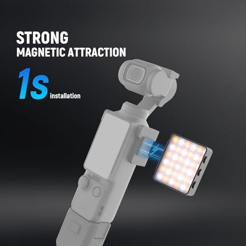 Image of NEEWER Basics Bi Color Magnetic Camera Auxiliary Light Compatible with DJI OSMO Pocket 4 & 3, 1.5W Rechargeable Plastic Mini LED Fill Light Attachment for TikTok Vlog Selfie Video Recording, M24