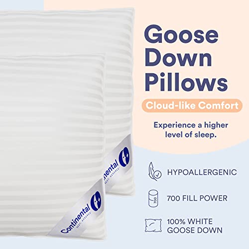 Continental Bedding Superior Down Pillows - 700 Fill Power (21Oz.) Hungarian White Goose Down Sleeper - 100% Cotton Striped Damask Shell Pillowcase - Standard Size – Proudly Made In The Usa - Sp100-S #TOP6