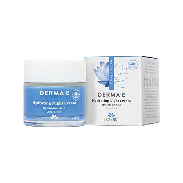 Derma E Ultra Hydrating Night Cream, Advanced Repair Overnight Face Moisturizer with Hyaluronic Acid to Replenish, Smooth and Nourish Skin, 2 oz