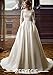 Zeeyecie White Long Sleeve Satin Wedding Dresses A-Line Beaded Lace Applique Sparkly Glitter Bridal Gowns with Train for Brides US16W