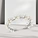 AeraVida Elegantly Handcrafted Cultured Freshwater White Pearl & Crystal Flowers Cuff Bracelet | Statement Floral Bracelet for Women | Fashion Jewelry