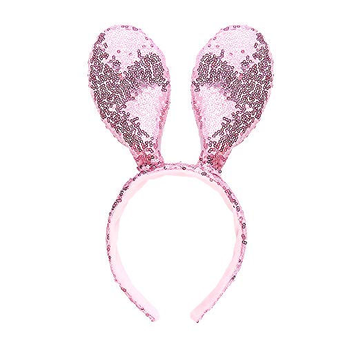 Crazy Night Easter Plush Glitter Headband Sequin Hairbands Cute Easter Headband for Party Favor Costume Decoration (Hot Pink)