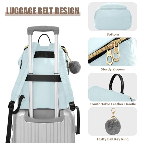 Mochila de moda azul pálido para mujer que soluciona el espacio y evita robos en la ciudad 4
