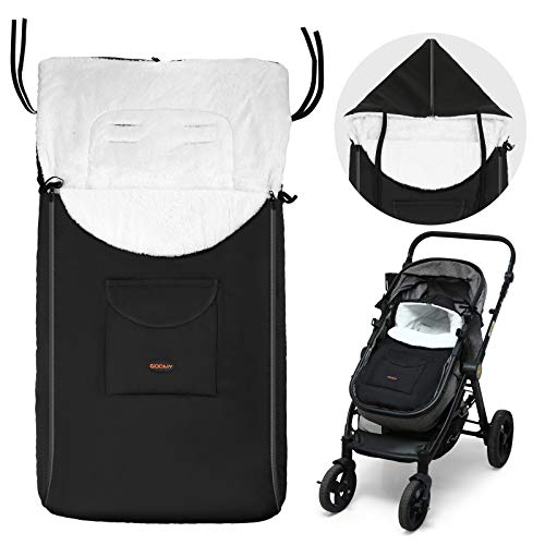 Image of LEMESO Removable Stroller Sleeping Bag, Soft Fleece Lined, Fits Most Stroller Pram, Perfect for Baby, Black