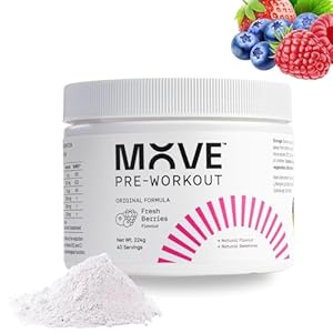 Move Pre Workout Powder for Men & Women, Pre Workout Shots, Energy Drink Powder, Beta Alanine Free Preworkout – Beta Fuel, Fresh Berries, 40 Servings, Informed Sport Certified
