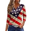 4th of july tops for women american flag t shirt patriotic shirts red and blue tees 34 sleeve casual summer tops  urban country home decor