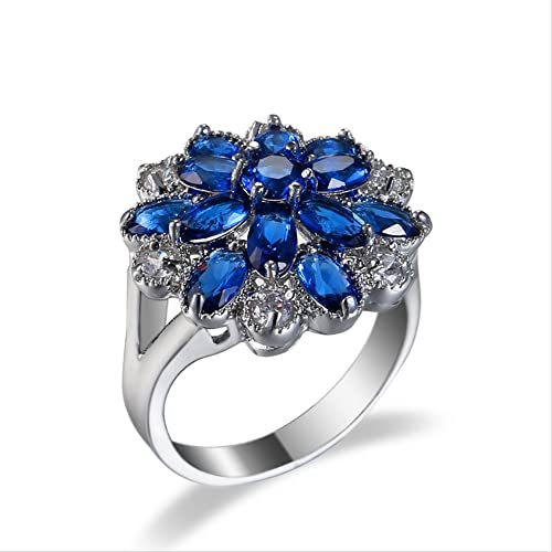 Bague de fiançailles saphir femme argent 925 anneau solitaire bleu