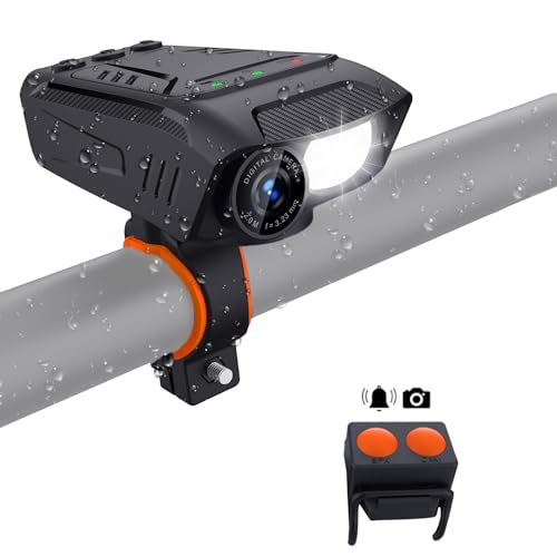 1080P 30FPS Telecamera da ciclismo multifunzionale per bicicletta per moto Antipioggia con torcia a LED Clacson per bici Batteria incorporata per allaperto