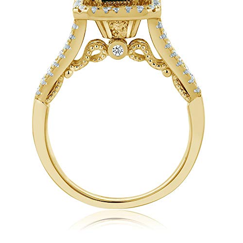 Gem Stone King 18K Yellow Gold Plated Silver Emerald Cut 9X7MM Gemstone Birthstone Wedding Anniversary Promise Engagement Ring For Women | Available In Size 5, 6, 7, 8, 94