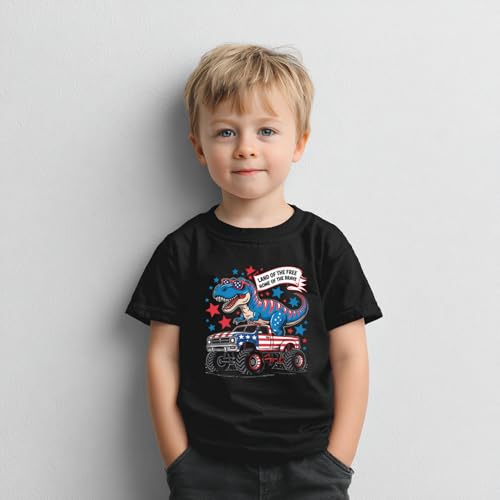 Image of Boys Constitution Day 250 Anniversary USA Shirt Independence Shirt 3-8T | for Kids Boys Girls Toddlers 3T-8T, 4th of July Dinos Flag Patriotic Tee, Independence Day