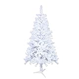 HENGMEI 120cm PVC Weihnachtsbaum Tannenbaum Christbaum Weiß künstlicher mit ständer ca. 180 Spitzen Lena Weihnachtsdeko (Weiß PVC, 120cm)