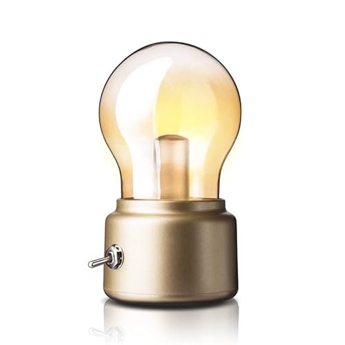 ヴィンテージ LED 電球ナイトライトレトロ USB 5V 充電式照明器具 LED 省エネミニベッドランプ (Color : Golden)