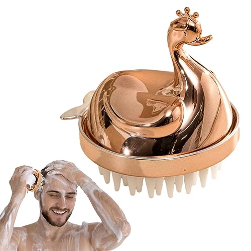 Masajeador de cabello para el cuero cabelludo, cepillo de champú para el cabello de cisne con cerdas de silicona suave, exfoliante desmontable para el cuero cabelludo, peine de ducha para hombres y