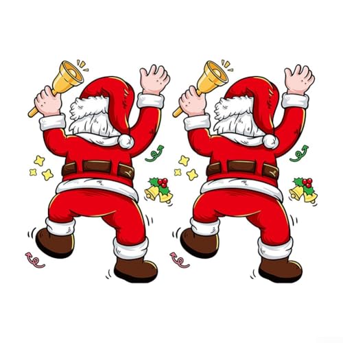 Juego de 2 calcomanías de Papá Noel para ventana, compuesto de película estática de PVC, impermeable y fácil de aplicar, para decoraciones navideñas en superficies de vidrio