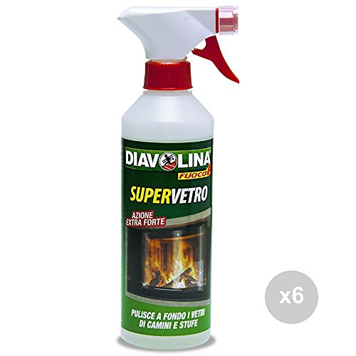 DIAVOLINA composición de Juego de 6 Super Cristal 500 vapos Ventanas Chimenea Producto para la Limpieza de la casa, Multicolor, única