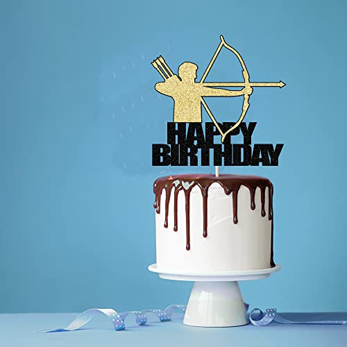 Gold And Black Flash Archery Cake Topper, Bow Arrow Hunting Birthday Birthday Party Supply Decorat #TOP3