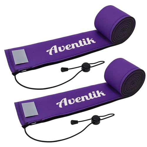 Aventik Neoprene Fishing Rod Sleeves Spinning Rod Sock Breathable Vent Snag Resistant Floating Cover Fits 6-9ft Spinning Casting Trolling Rods (2xPurple(with air Vent), Length: 69''/1.75m)