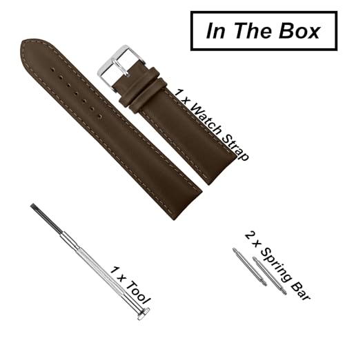 Image of DBLACK ''NAGATA'' Leather Watch Strap, Fully Stitched Matte Finish Watch Belt / / For 18mm, 20mm, 22mm, or 24mm Full-Padded Watch Band (Choose Your Size & Color)