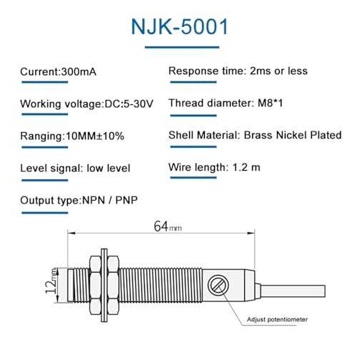 Capteur de proximité induction magnétique M8 NJK-5001B à détection précise 10mm