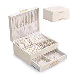 Lolalet ジュエリーボックス アクセサリーケース 引き出し ピアス収納 蓋 防塵 大容量 ディスプレイ 指輪置き 女性用 プレゼント -ホワイト