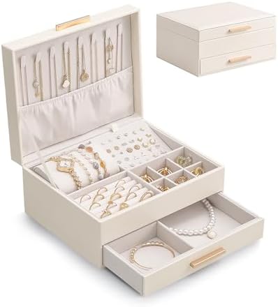 Lolalet Caja para Joyas de Doble Capa, Estuche Joyero Organizador...