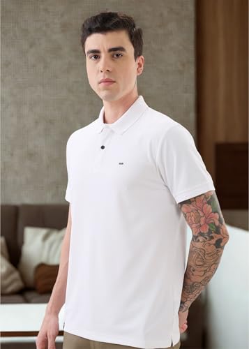 Image of Nostrum Cotton Half Sleeve T-Shirt for Men Boys, Regular Fit, Cherry, Stylish Mens T-Shirts, Polo T Shirt for Man, Collar T Shirts for Men