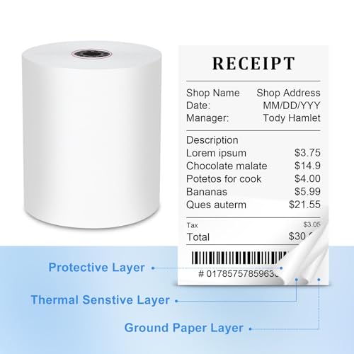 Image of (50 Rolls) 3 1 /8 x 230 Thermal Paper Receipt Rolls (55 GSM Premium Quality) Fits All POS Cash Registers BPA Free
