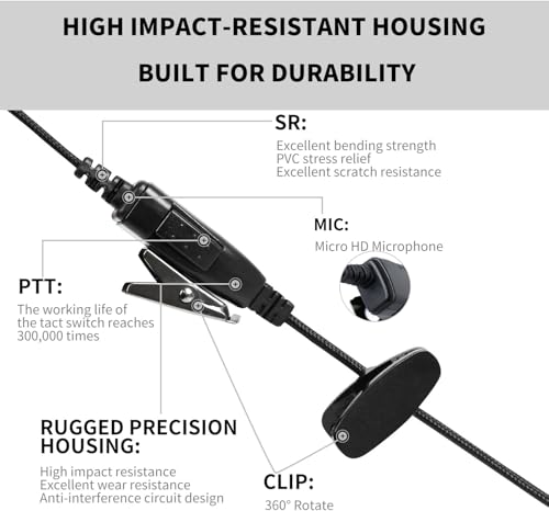 Auricular walkie talkie con micro de cable trenzado resistente a tirones para Motorola 2