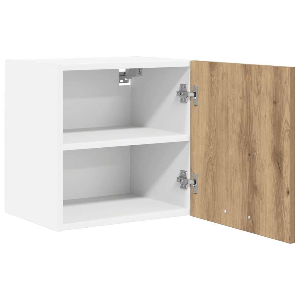 Armadietto pensile Riga, set di 2 pezzi, 40 x 31 x 40 cm, rovere Artisan, bianco, materiale in legno, moderno e durevole, per cucina, sala da pranzo, ufficio