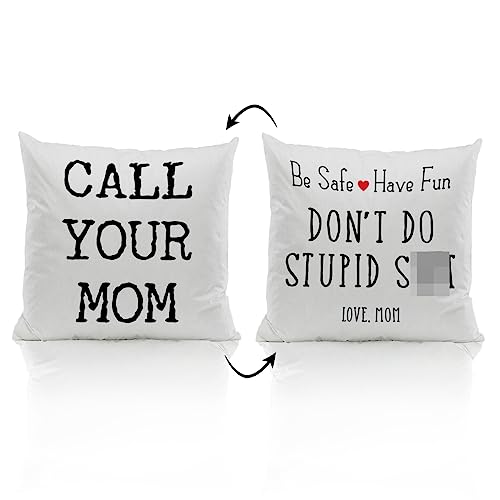 Call Your Mom Be Safe Have Fun Don't Do Stupid Love Mom 18''X18''Reversible Throw Pillow Case Decorative Home Bedroom College Dorm Cushion Cover,Sofa Bed Couch Decor,Son Daughter Graduation Gift #TOP12