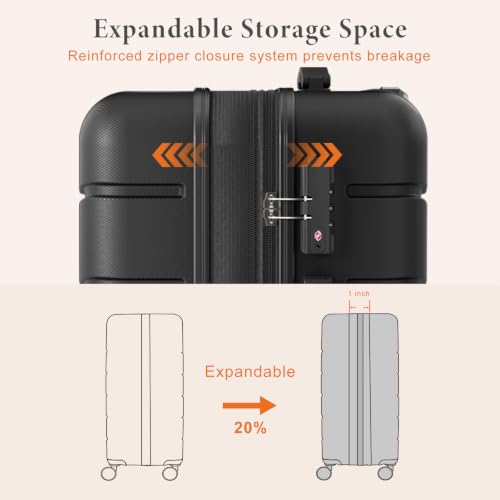 Image of Sweetcrispy 24 Inch Checked Luggage, Suitcase with Spinner Wheels