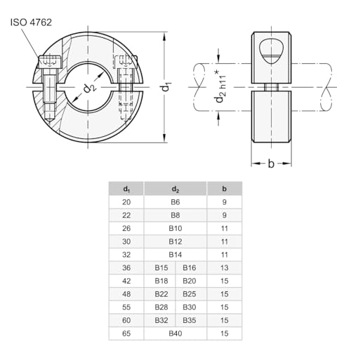 Ganter Normelemente | Geteilte Stellringe - GN 707.2-65-B40-ST | Sinterstahl | 1 Stück