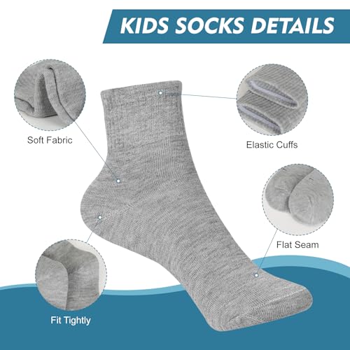 Kids Crew Socks Boys Girls Cotton Athletic Black White Gray School Uniform Children Sports Socks 10 Pairs 3-12 Years3