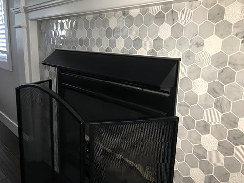 Americangaslogs Black Adjustable Fireplace Hood for 28 to 48\" Harmony Burners Fireplace Hood Heat Shield (Patent Applied)