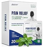 ZEEY 4% Lidocaine Pain Relief Patches, with 1% Menthol Maximum Strength OTC, for Back, Knee, Neck, Shoulders, Joints, Muscle Soreness, Fast Acting, Long Lasting, Large Gel Patch, 5.5" x 3.94", 20Ct
