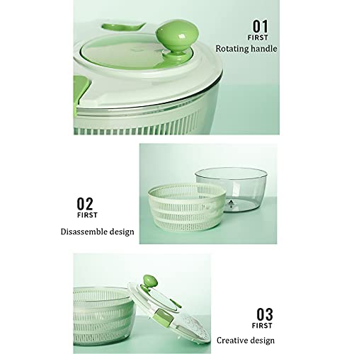 Hedtec Dryer Large Salad Spinner, 4L Manual Spinner Vegetable Lettuce Washer Dryer With Large Bowl And Plastic Colander, Fruit Wash & Salad Making Kitchen #TOP2
